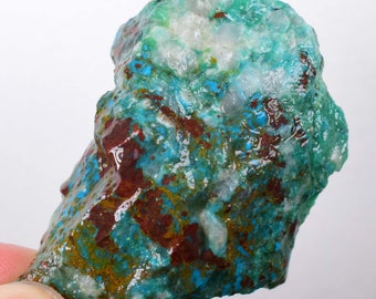3.6cms CHRYSOCOLLA CAMPBELLITE CUPRITE Cabochon Quartz Copper Malachite Peru Turquoise Color J523 ?