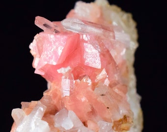 3.6cms RHODOCHROSITE RHOMBOHEDRAL QUARTZ Premium Miniature Crystals Huayllapon Pasto Bueno Mine Peru Collector Mineral Specimen R386