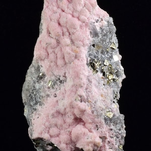 9.1cms RHODOCHROSITE ROSETTE QUARTZ Fluorite Pyrite Peru Pink Crystals Collector Mineral Specimen Huanzala Mine R556