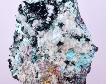 7.3cms GEM ATACAMITE SELENITE Chrysocolla Crystal Lily Mine Peru Ab324