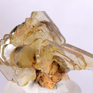 3.2cms GEMMY BARITE CRYSTALS Peru Golden Brown Shiny Translucent Mineral Specimen F333