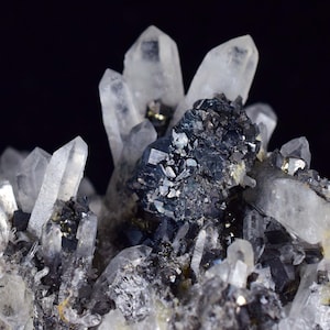 8.3cms QUARTZ PYRITE HUARON  Peru Tetrahedrite Sphalerite Crystals Old Stock Collector  Mineral Specimen Q278