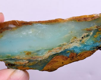 23grs BLUE OPAL SLAB Peru Scenic Quality Translucent Jewelry Collector O714