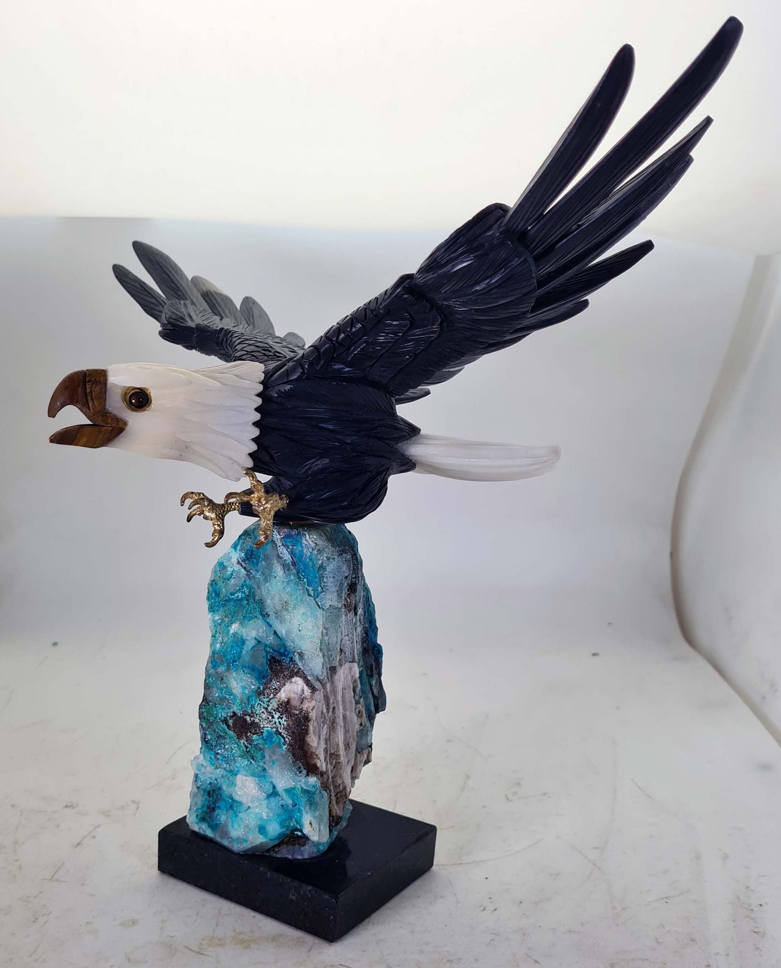 36cms GIANT EAGLE SCULPTURE quartz black quartz carving Etsy España