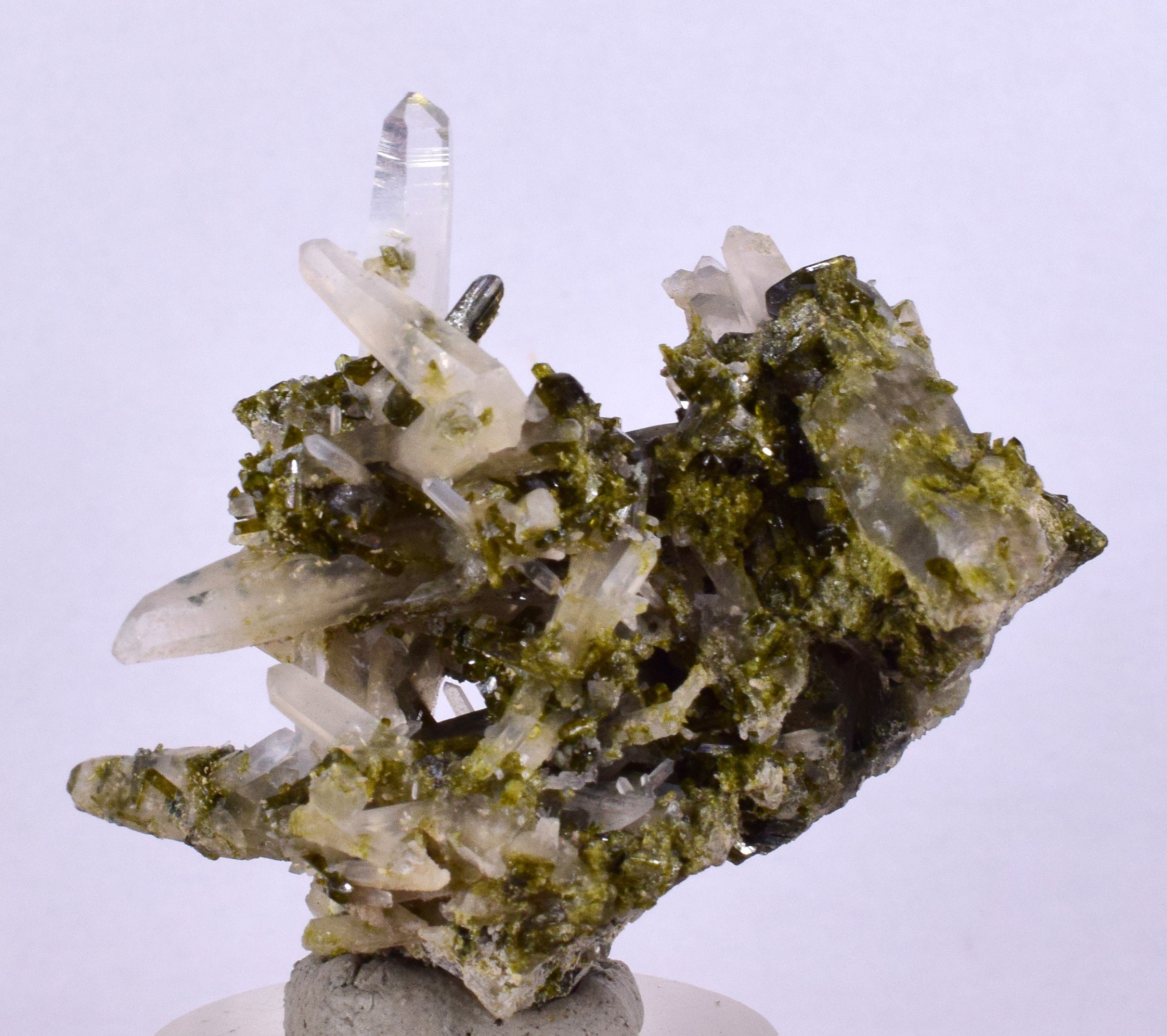4.6cms EPIDOTE QUARTZ CRYSTALS Peru Cluster Collector Green Yellow ...