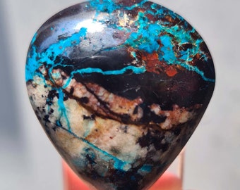 3.6cms CHRYSOCOLLA CAMPBELLITE CUPRITE Cabochon Quartz Copper Malachite Peru Turquoise Color J523 ?