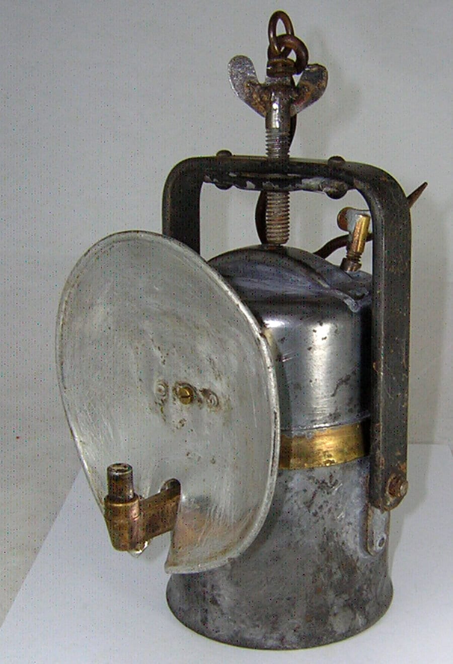 34ms MINERS LAMP JUSTRITE Carbide Usa Vintage Lantern Brass
