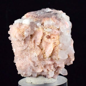 3.9cms RHODOCHROSITE ROSETTE QUARTZ  Peru Pink Crystals Needles Collector Mineral Specimen R382