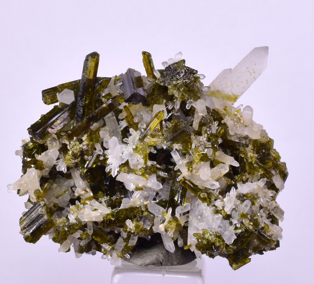 3.4cms EPIDOTE QUARTZ CRYSTALS Miniature Peru Cluster Aesthetic Green ...