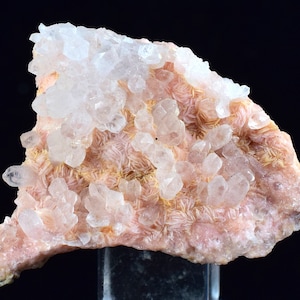 3.4cms RHODOCHROSITE ROSETTE QUARTZ  Peru Pink Crystals Needles Collector Mineral Specimen R537