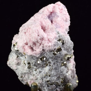 7cms RHODOCHROSITE ROSETTE QUARTZ Fluorite Pyrite Peru Pink Crystals Collector Mineral Specimen Huanzala Mine R555