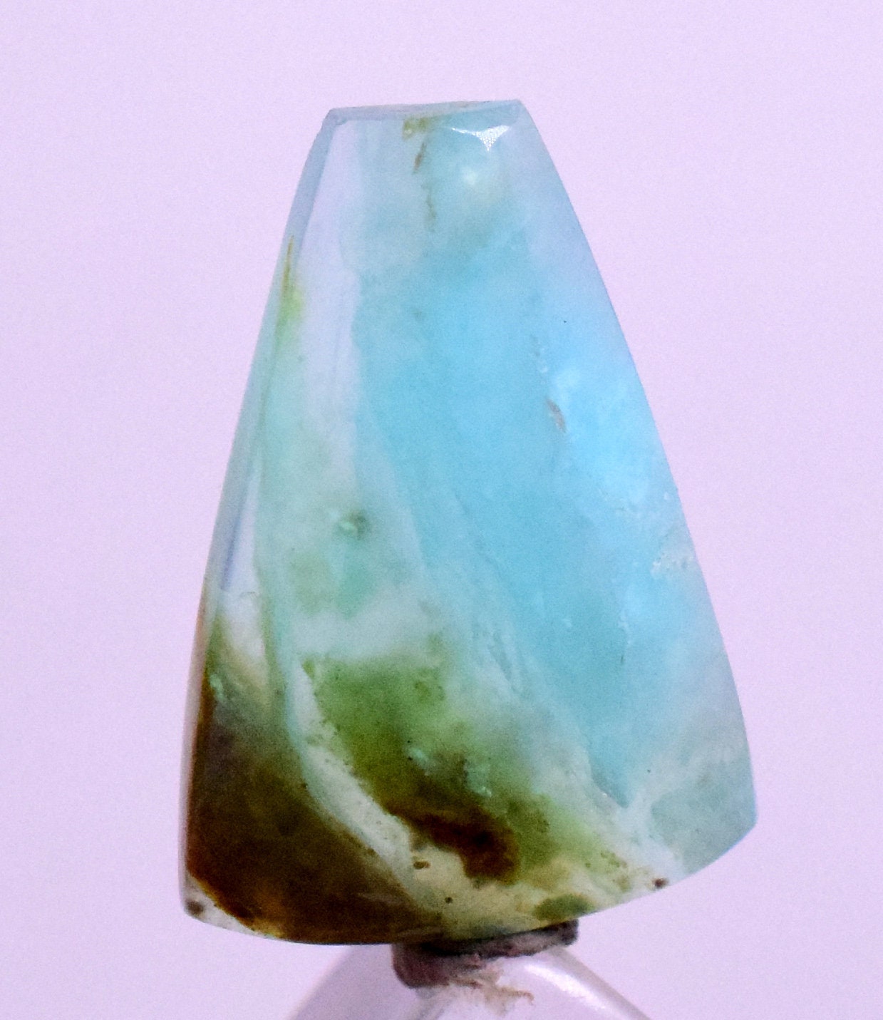 4.5Carats BLUE OPAL CABOCHON Pendant Wire Wrap Caribean Turquoise Color Peru B974