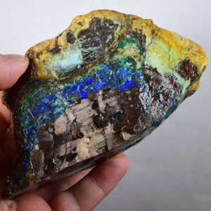 695grams AZURITE MALACHITE CALCITE Stalactite Peru Rough Azurmalachite Dark Blue Green Premium Banded Facet Cabochon  U348