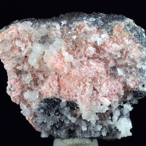 4.1cms RHODOCHROSITE ROSETTE QUARTZ  Peru Pink Crystals Needles Collector Mineral Specimen R539