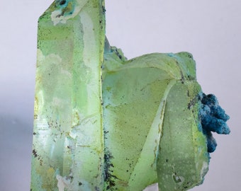 8.5cms QUARTZ CHRYSOCOLLA TENTADORA Mine Peru Grape Botryoidal Stalactite Crystals Rare Ajoite (?) Heterogenite (?) Mineral Specimen ce931