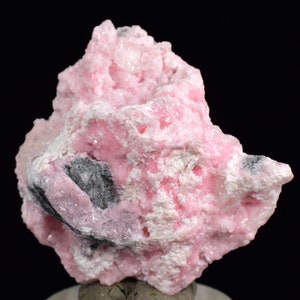 Spécimen minéral de collection en cristaux de quartz rose rhodochrosite calcite de 3,6 cm, Pérou R686