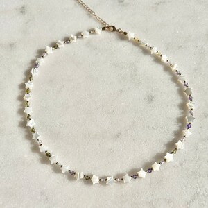 Tiny Gemstone Beaded Necklace with Pearl Heart image 7