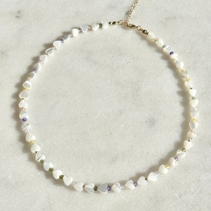 Tiny Gemstone Beaded Necklace with Pearl Heart image 6