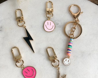 Enamel Smiley Face, Lightning Keyring