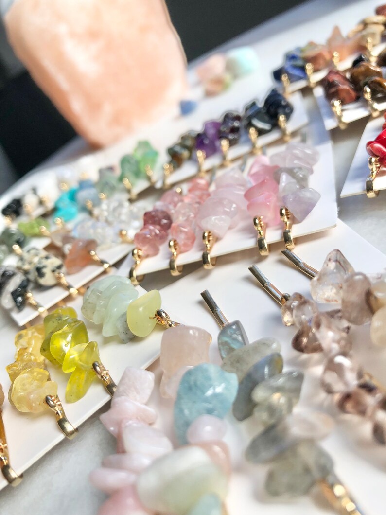 Set of 5 Healing Crystal Gemstone Hair Sides Crystal Hair Etsy