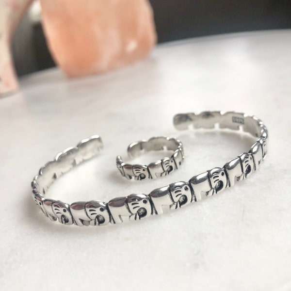 Sterling Silber Elefant Armband/Ring