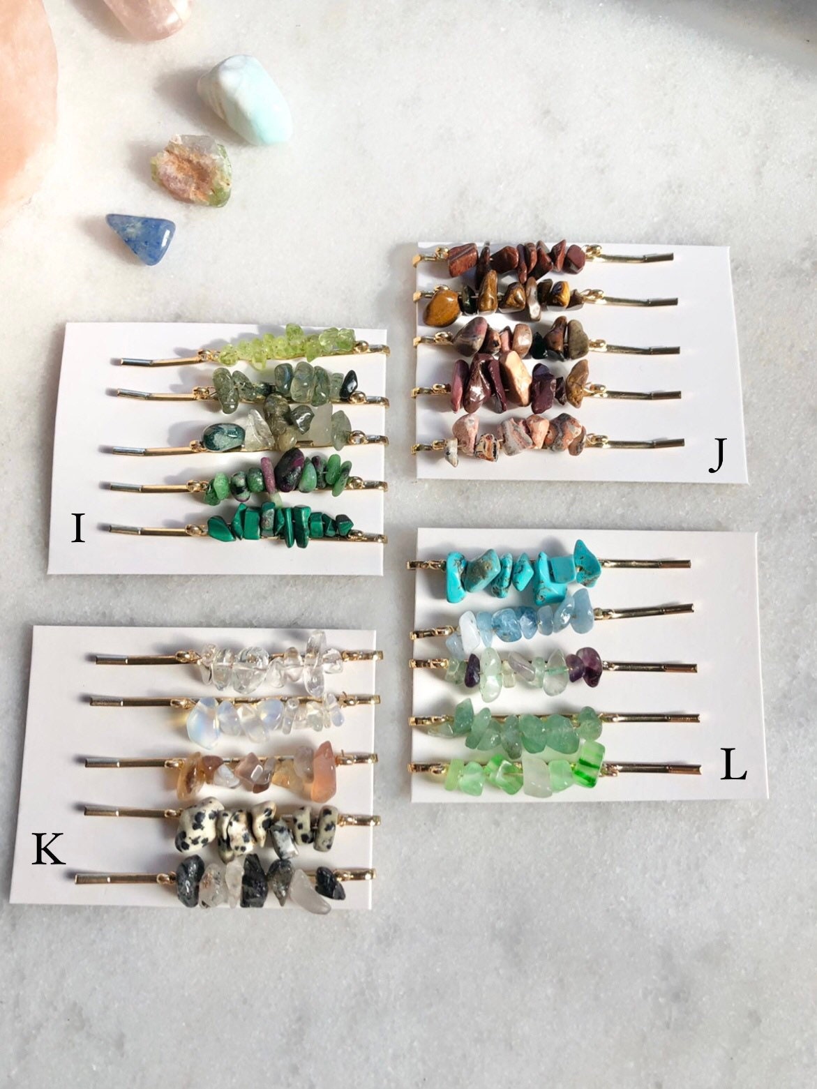 Set of 5 Healing Crystal Gemstone Hair Sides Crystal Hair Etsy UK