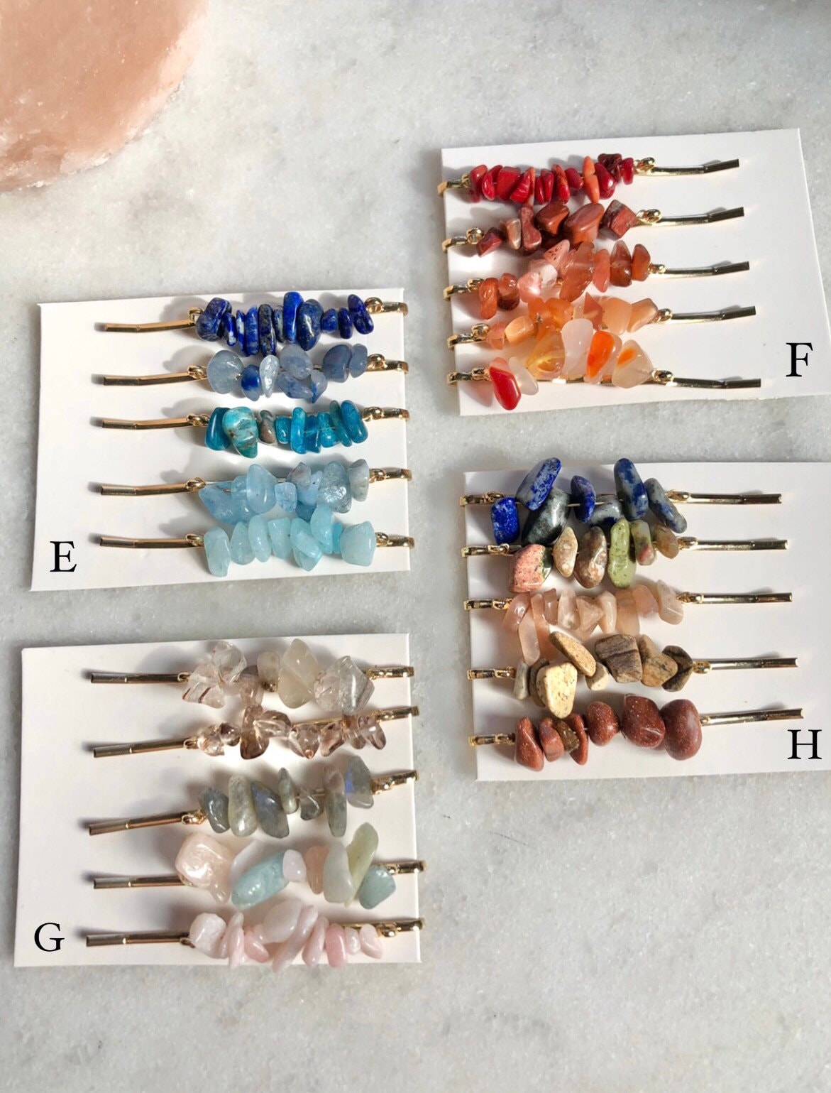 Set of 5 Healing Crystal Gemstone Hair Sides Crystal Hair Etsy UK