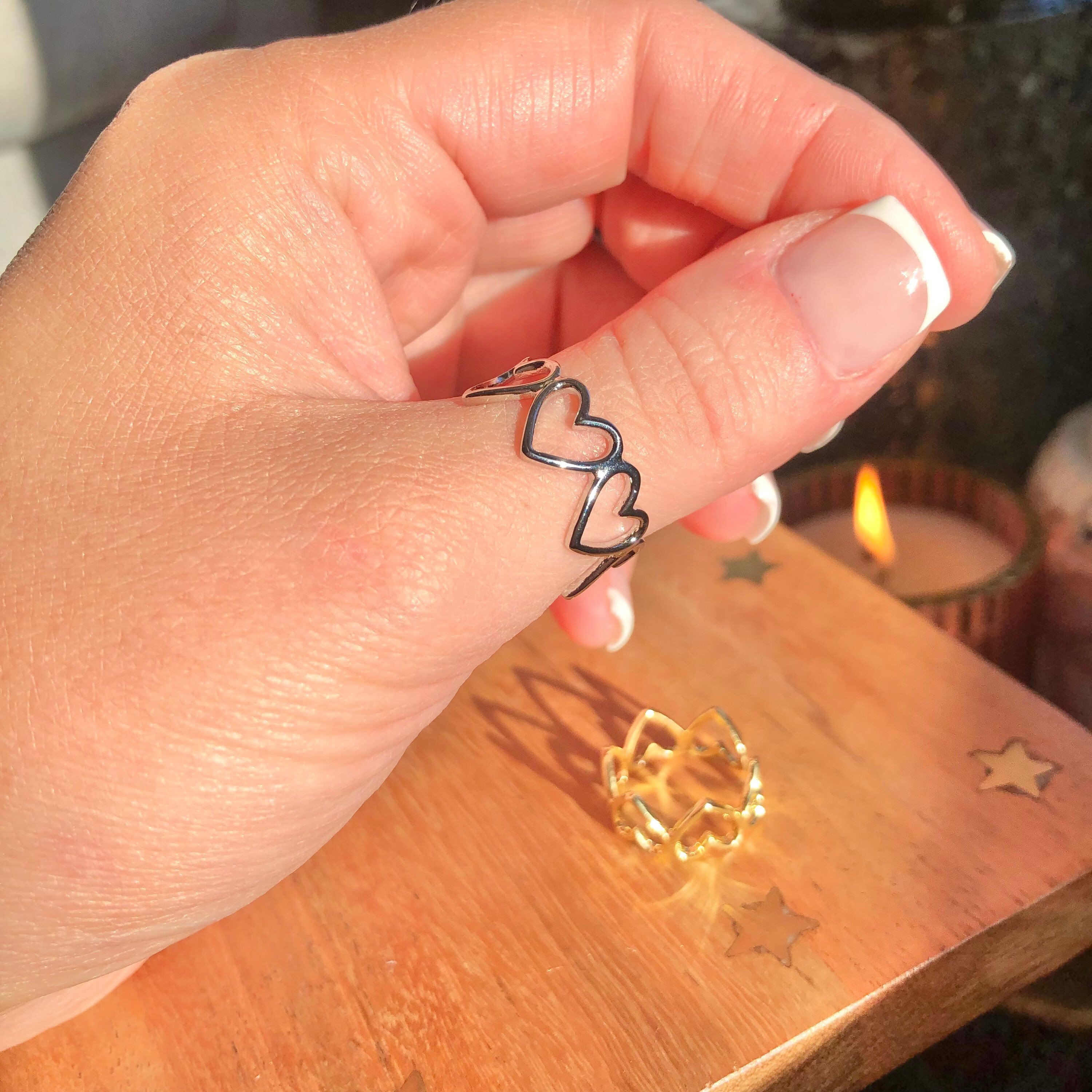 Silver Gold Adjustable Open Heart Ring Thumb Ring Etsy Canada