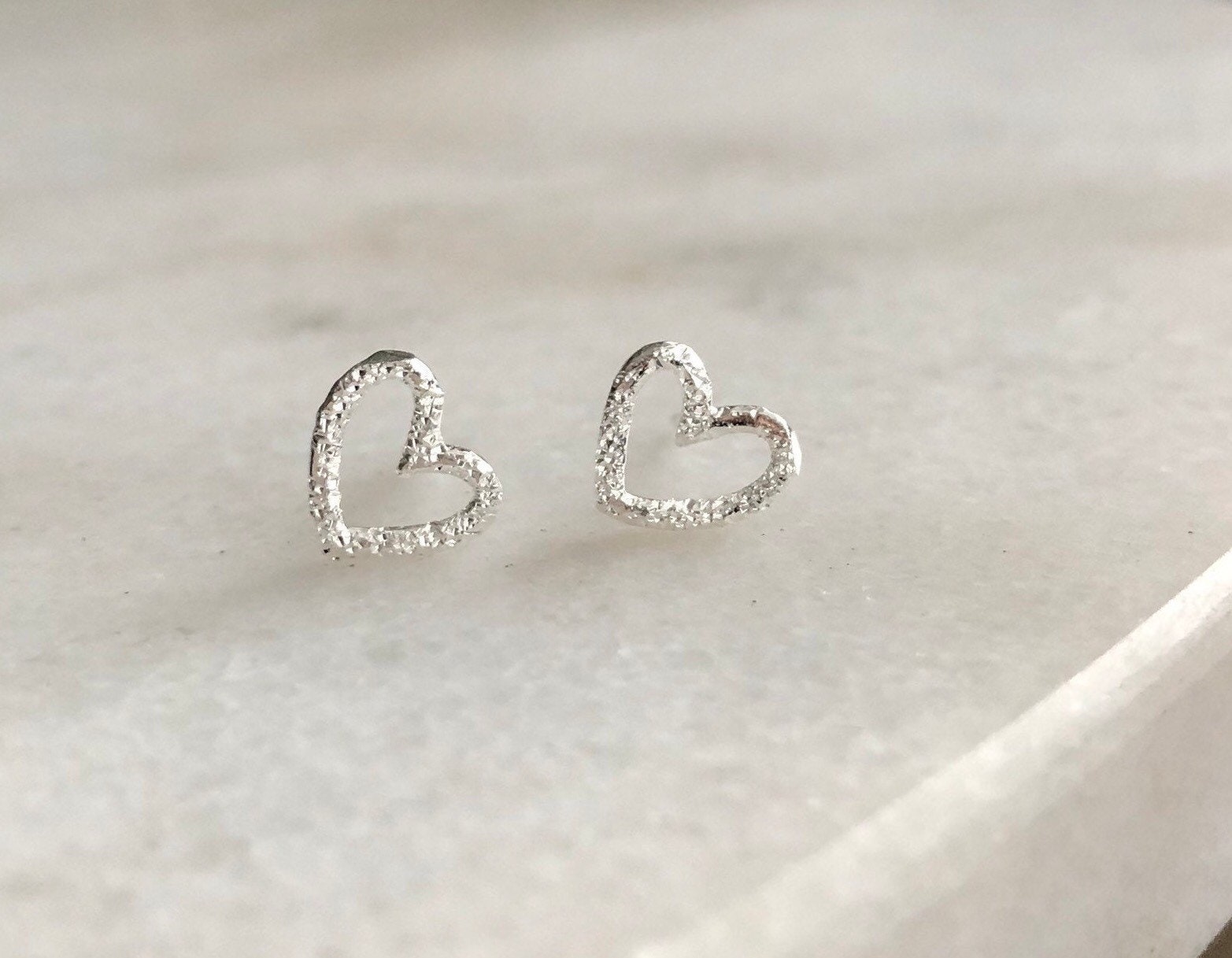 Sterling Silver Open Heart Earrings Valentines Day Gift - Etsy UK
