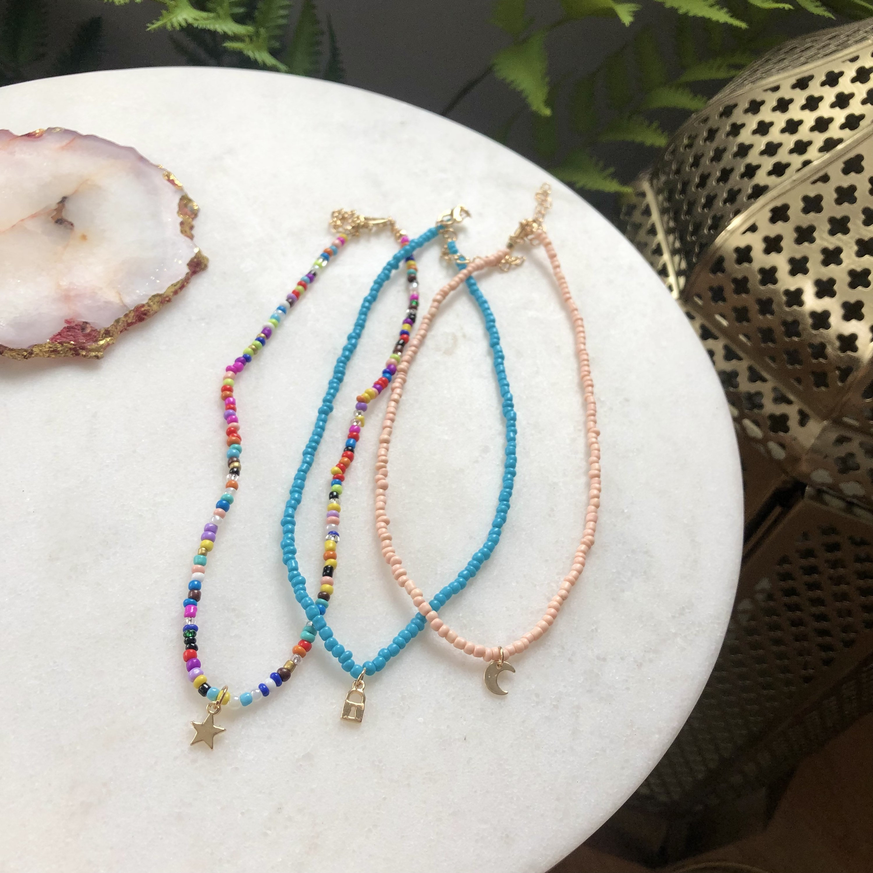 Colourful Beaded Charm Necklaces / Summer Necklace Etsy UK
