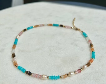 Gemstone and Pearl Necklace