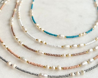 Beaded Pearl & Seed Bead Necklace