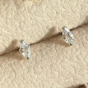 Minimalist Tiny Sterling Silver Diamond Crystal Studs