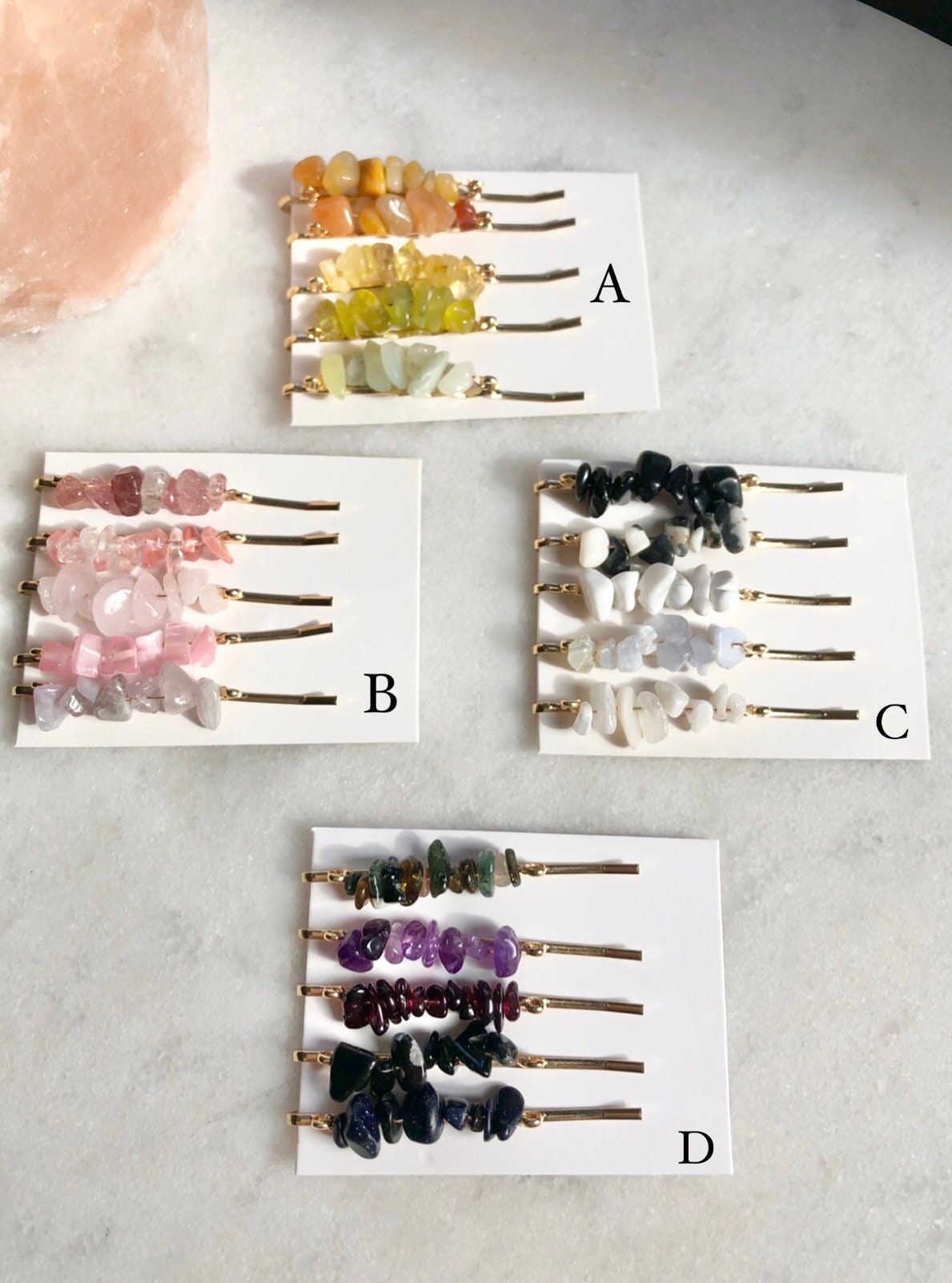 Set of 5 Healing Crystal Gemstone Hair Sides Crystal Hair Etsy UK