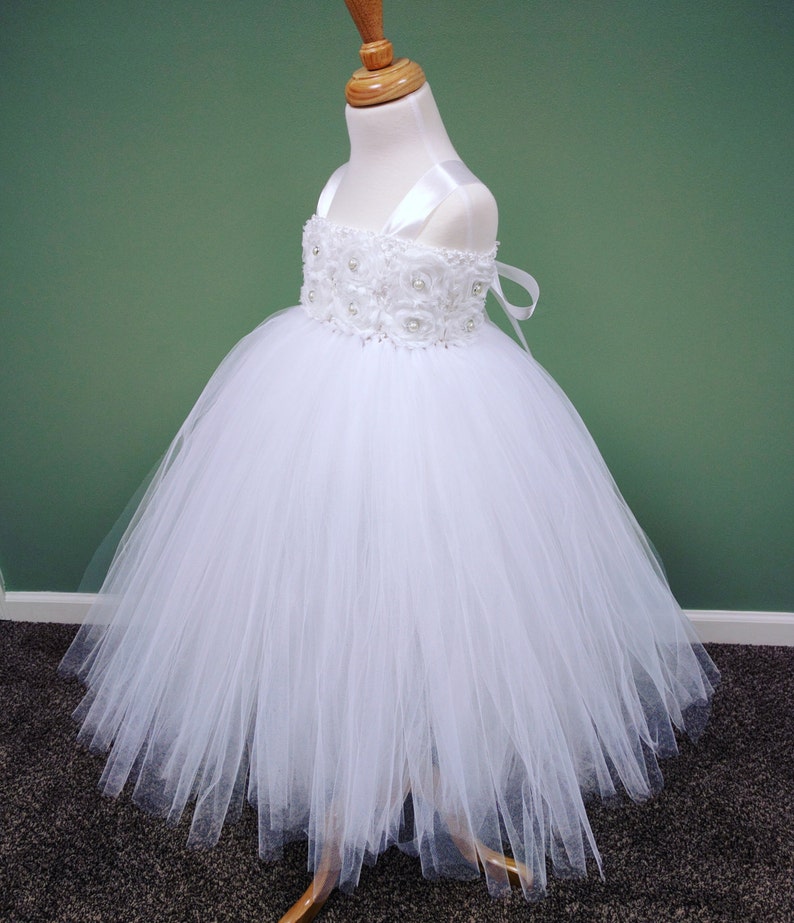 Toddler Tutu Dress/White Tutu Dress/Flower Girl Dress/Princess Etsy