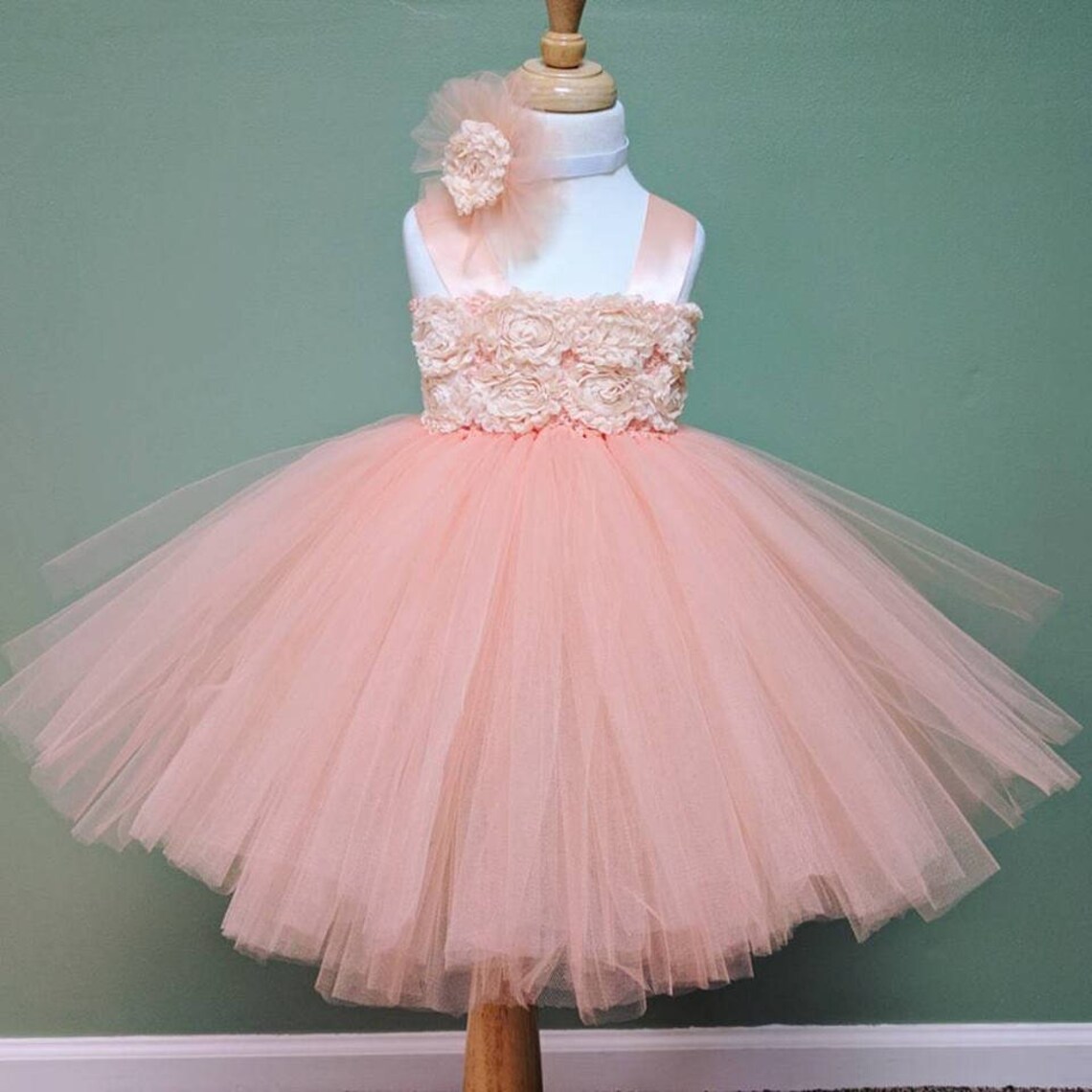 Peach Flower Girl Dresspeach Flower Girl Tutu Dresspeach Etsy