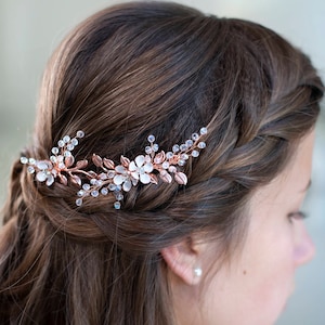 Rose gold bridal hair pins Rose gold wedding hair accessory Rose gold leaf hair pins Rose gold headpiece Rose Gold Hair Clips Flower hair