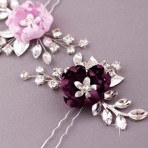 Purple flower hair pins Lilac Wedding Hair pins Purple flower headpiece Purple hairpiece Purple hair clip Lilac hairpiece Lavender hair pins