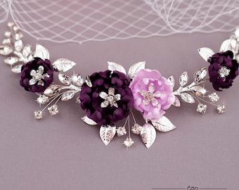 Purple Lilac Wedding Hairpiece Purple flower headpiece Purple Flower comb Purple Floral Hair Comb Purple hair clip Purple hairpiece