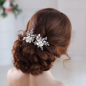 Bridal hair pins Wedding hair pins Flower hair pins Bridal hairpin Pearl hair pins Wedding bobby pins Leaf hair pins Silver hair pins