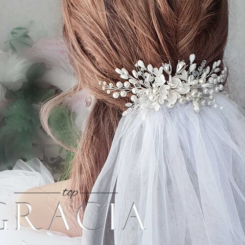 Rose Gold Bridal Hair Comb and Veil Wedding Veil and Headpiece Etsy