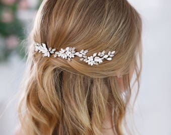 Ivory bridal hair pins White bridal flower hair pins Ivory Wedding hair pins Rhinestone hair pins Crystal hair pins Bridal floral hair pins