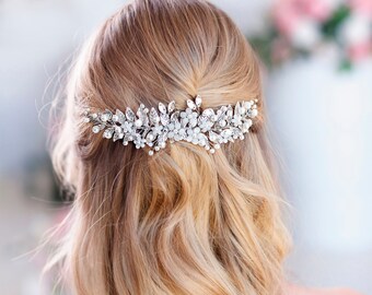 Bridal Sparkling Crystal Allover Floral Hair Comb Sparkly 