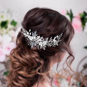 White bridal hair flower Ivory bridal headpiece Wedding hair Flower Wedding Hairpiece Wedding Hair Piece With Crystals Bridal Hair Jewelry