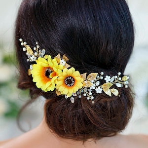 Sunflower wedding store hair piece