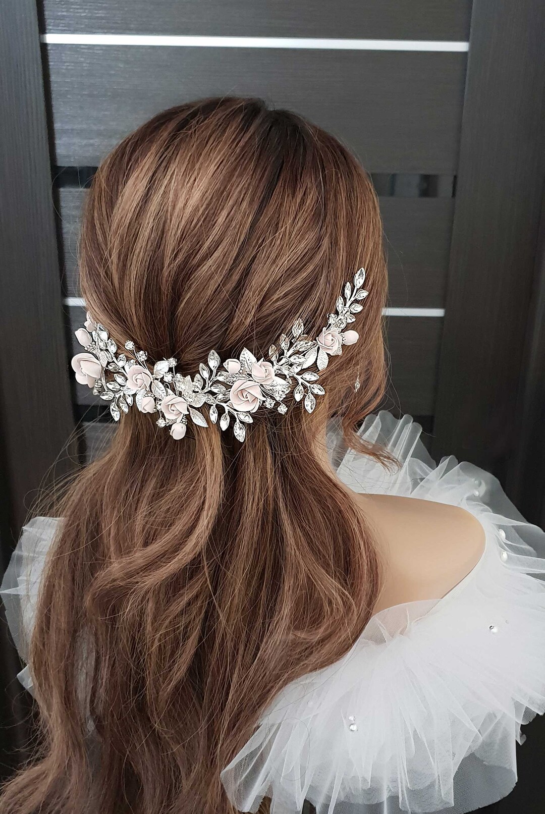 Blush Bridal Hair Piece Blush Flower Hair Clip Blush Wedding Comb Blush