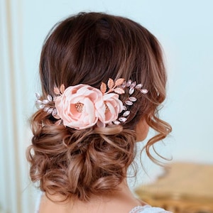 Blush Bridal Hair Flower Hairpiece Floral Bridal hair clip Blush Wedding hair Flower Blush Floral Wedding headpiece Floral hair Accessories
