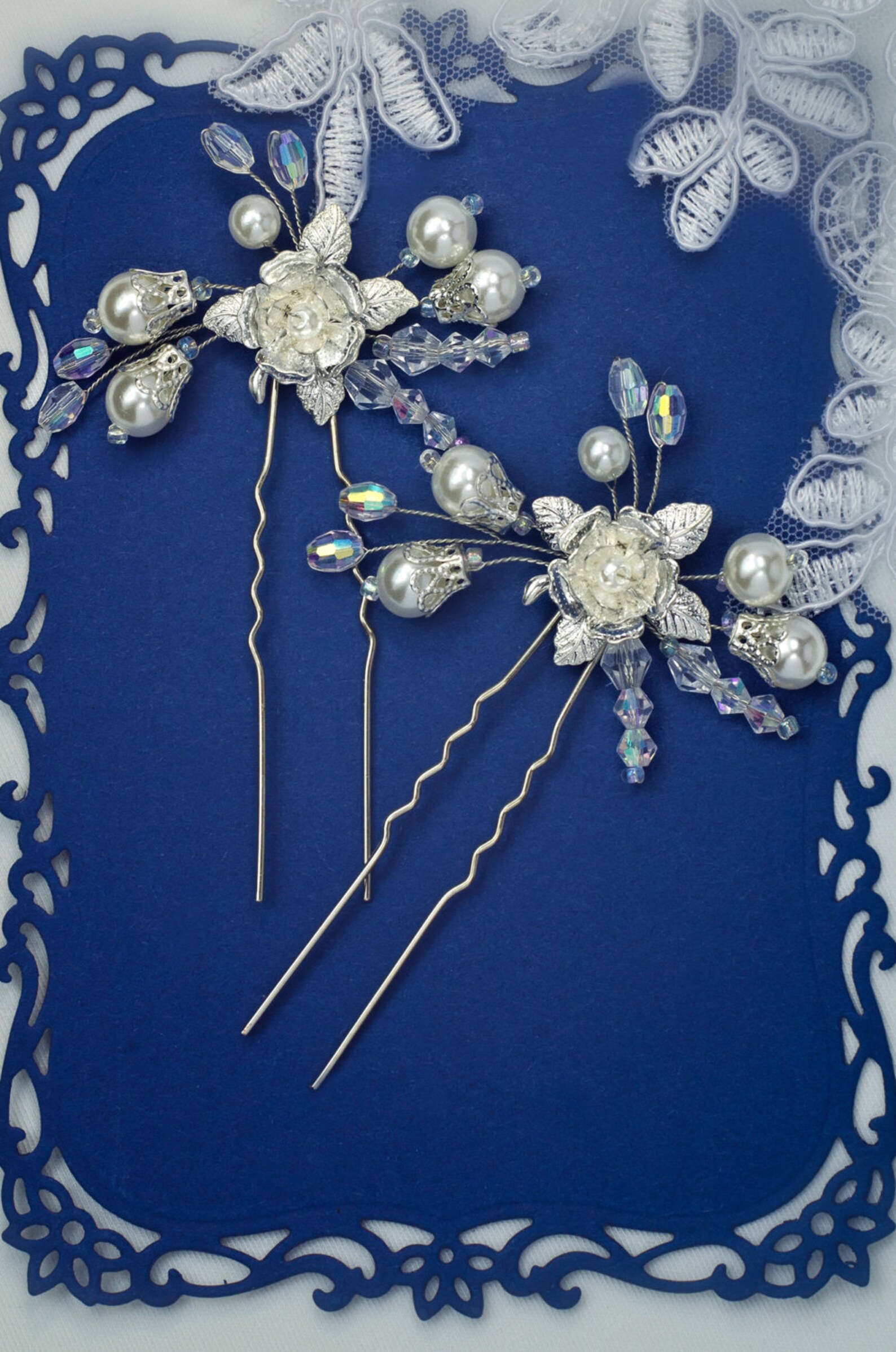 Bridal hair pins Pearl hair pins Wedding bobby pins Crystal Etsy