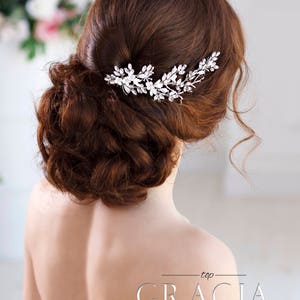 Bridal hairpiece Crystal hair comb Wedding headpiece Crystal hair piece Floral Bridal Hair Comb Flower Hair Comb Rhinestone headpiece image 4