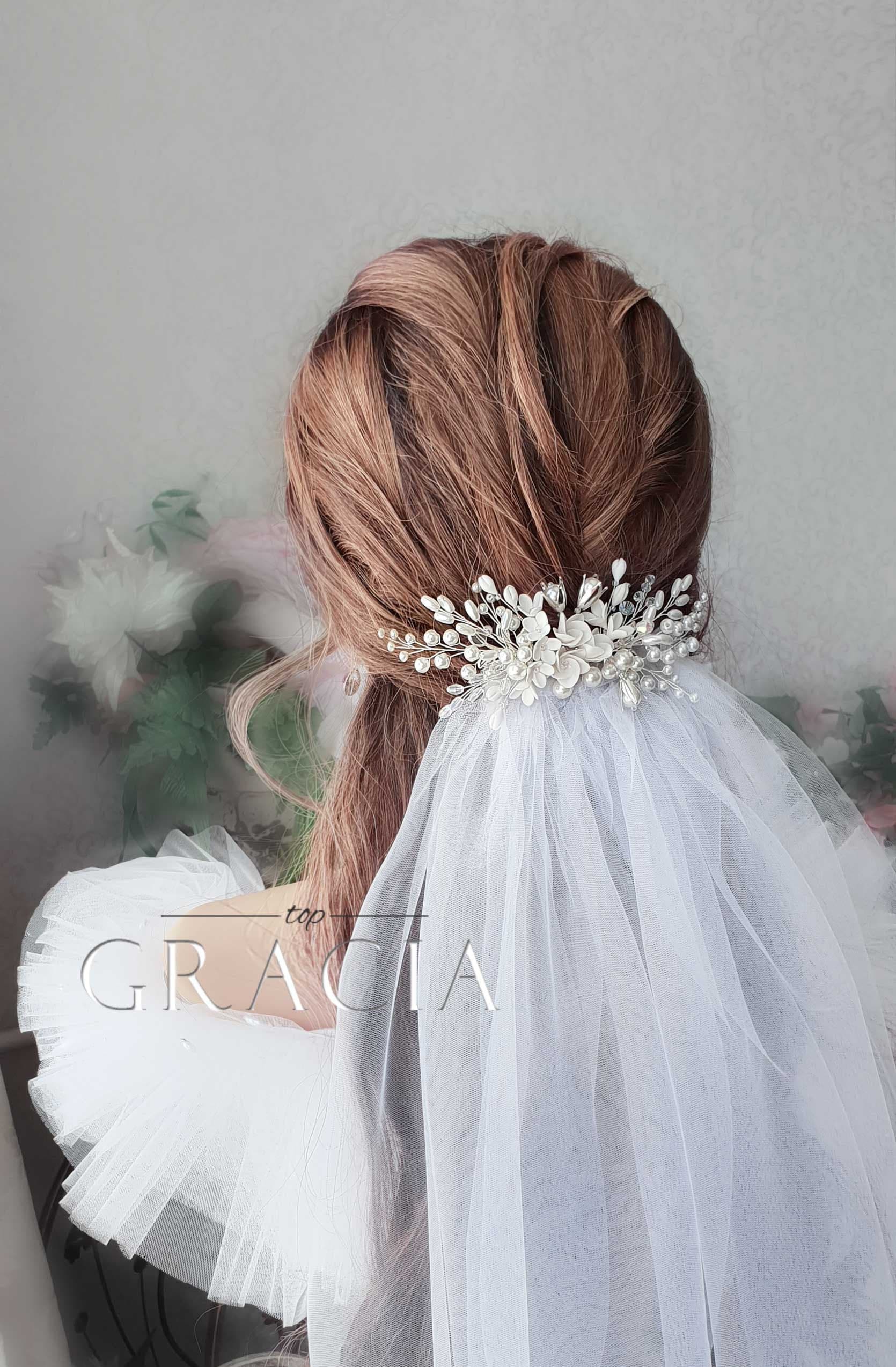 TOPQUEEN V20 Romantic 3D Flower Bridal Veil Soft Nylon Tulle 3M Long Cathedral  Length Wedding Accessories Metal Hair Comb